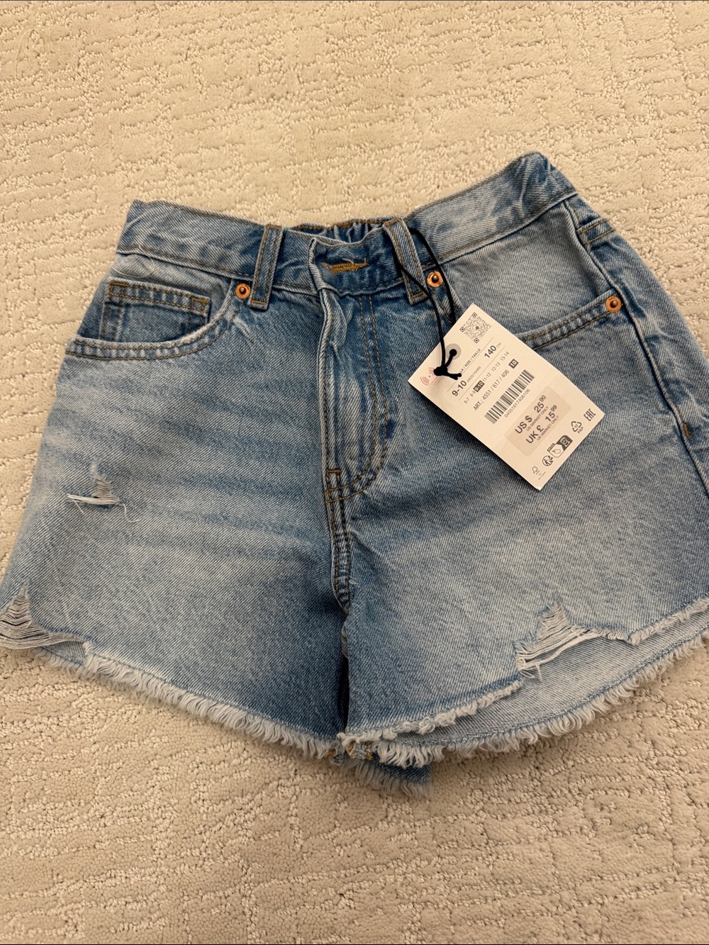 NET Light Blue Denim Frayed Hem Girl’s Shorts